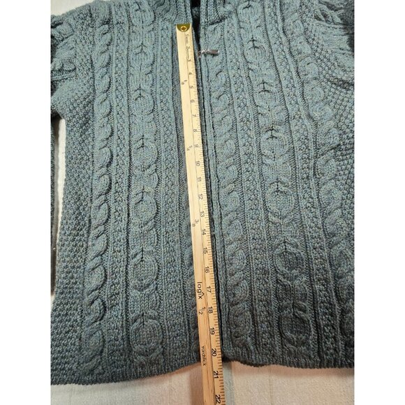 Blarney Wool Cable Knit Fisherman Sweater Cardigan Medium Full Zip Moss Green - Picture 13 of 16